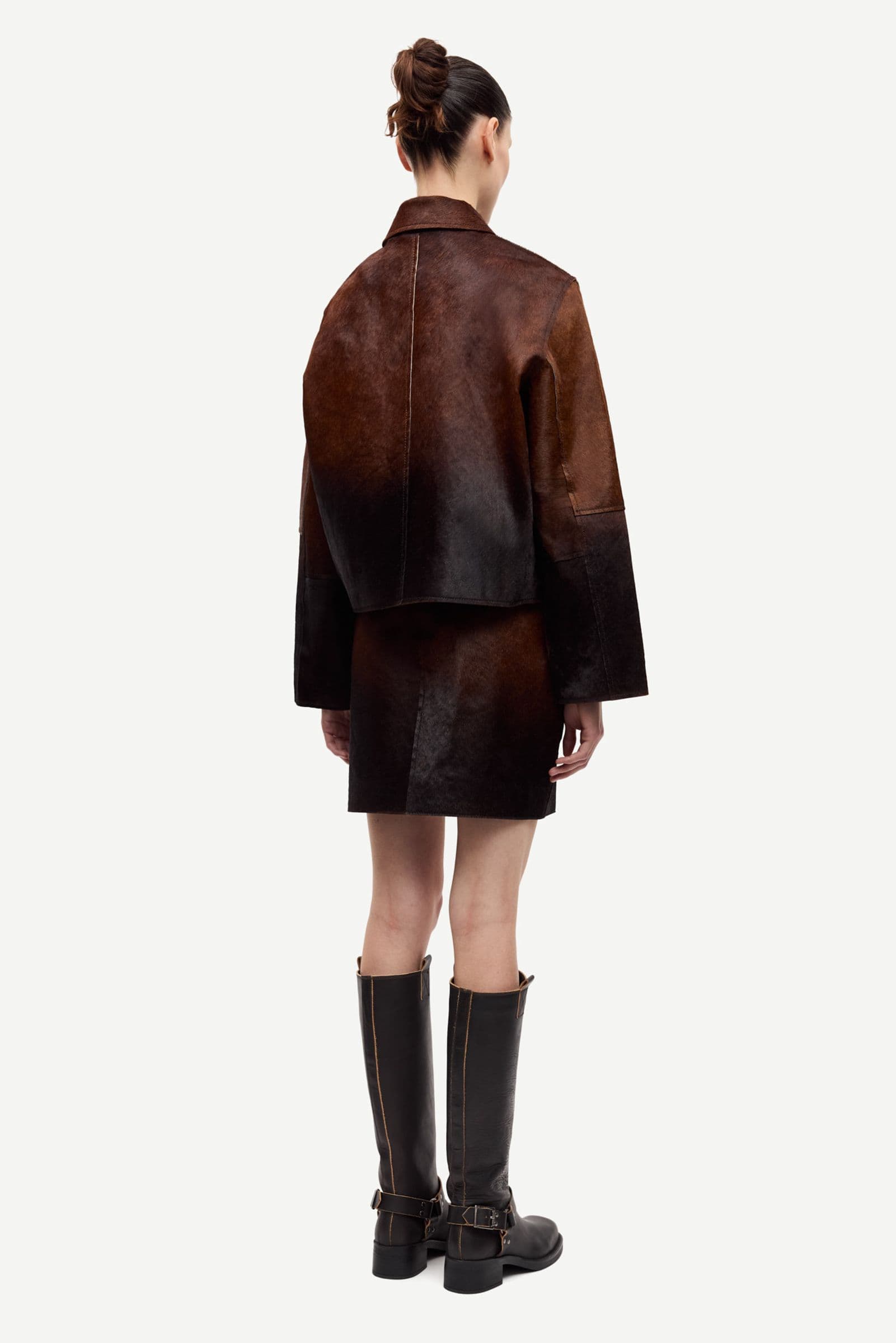Salylo leather jacket 15374 Dark brown Dip-dye