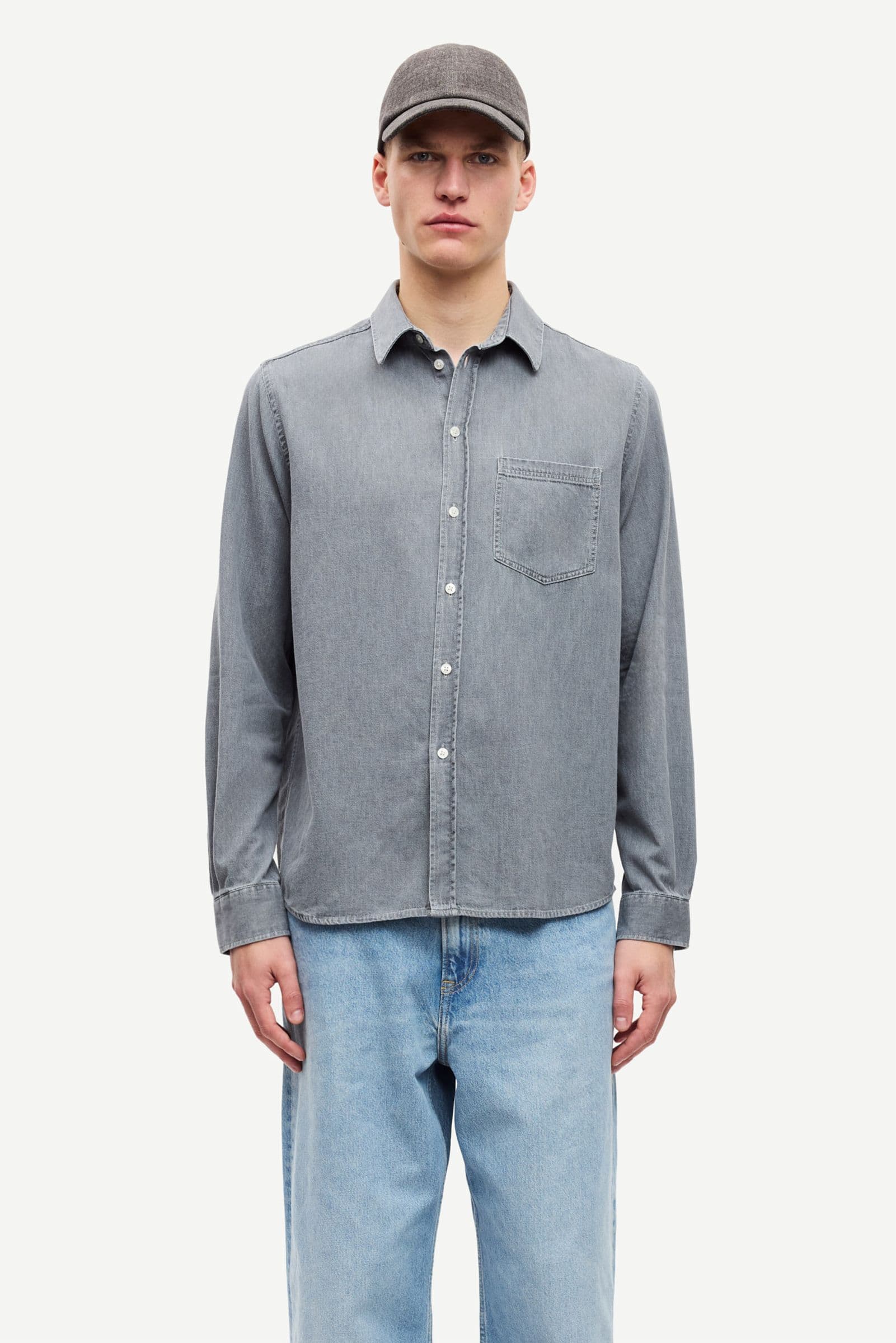 Saryan P shirt 15248 Light grey chambray