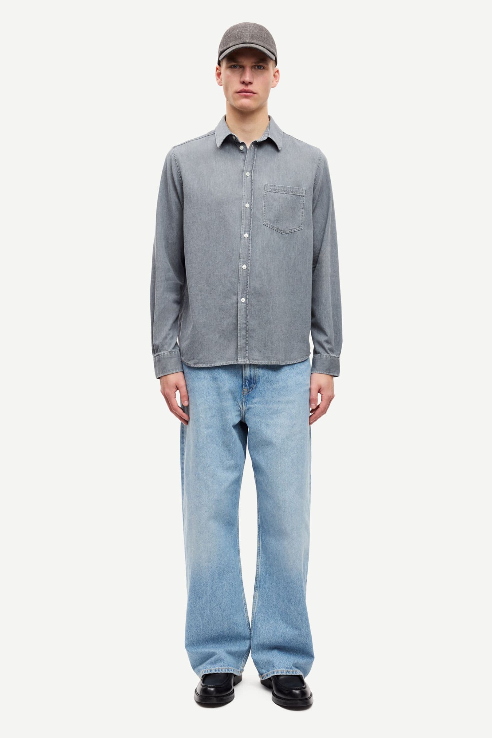 Saryan P shirt 15248 Light grey chambray
