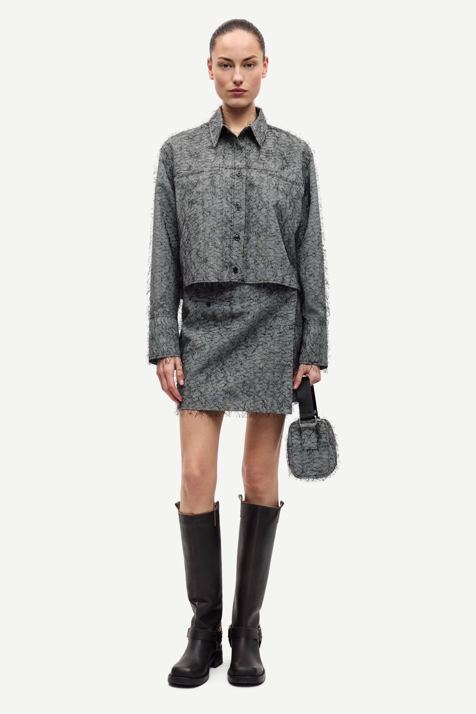 Saneem skirt 15791 Black White Herringbone