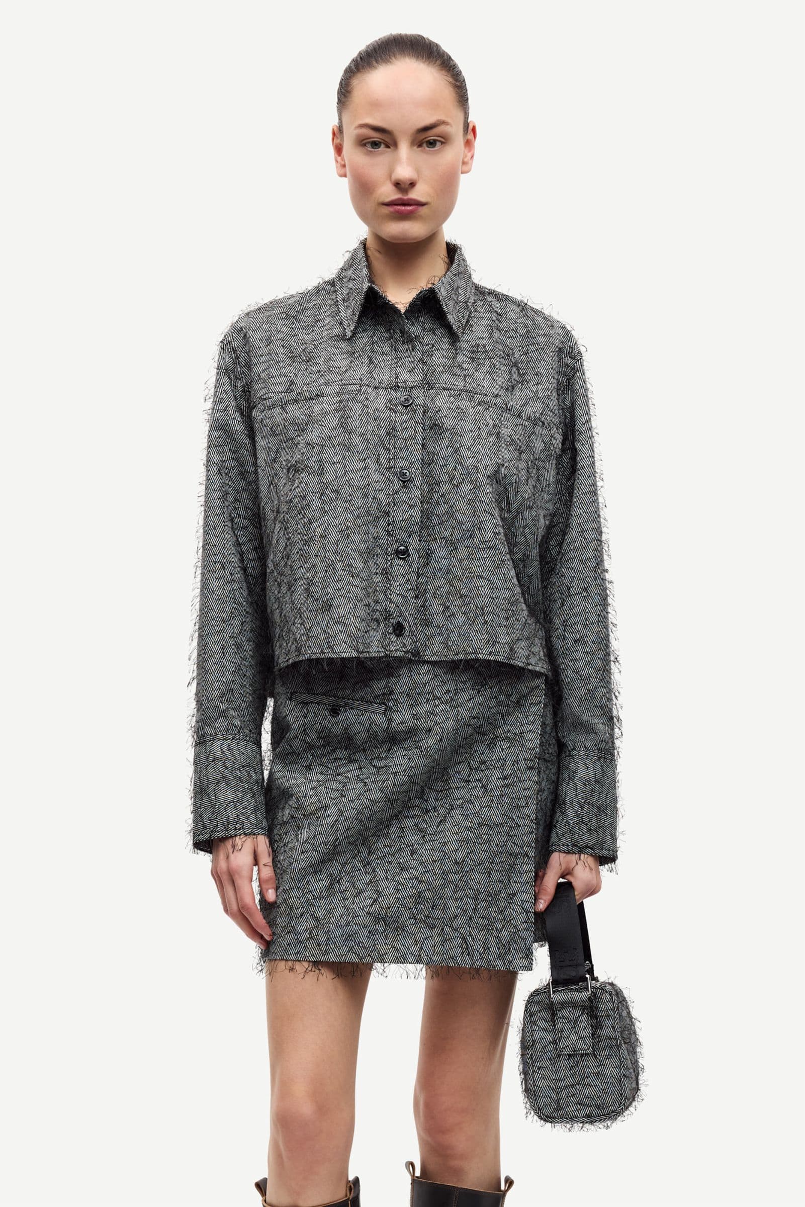 Saneem skirt 15791 Black White Herringbone