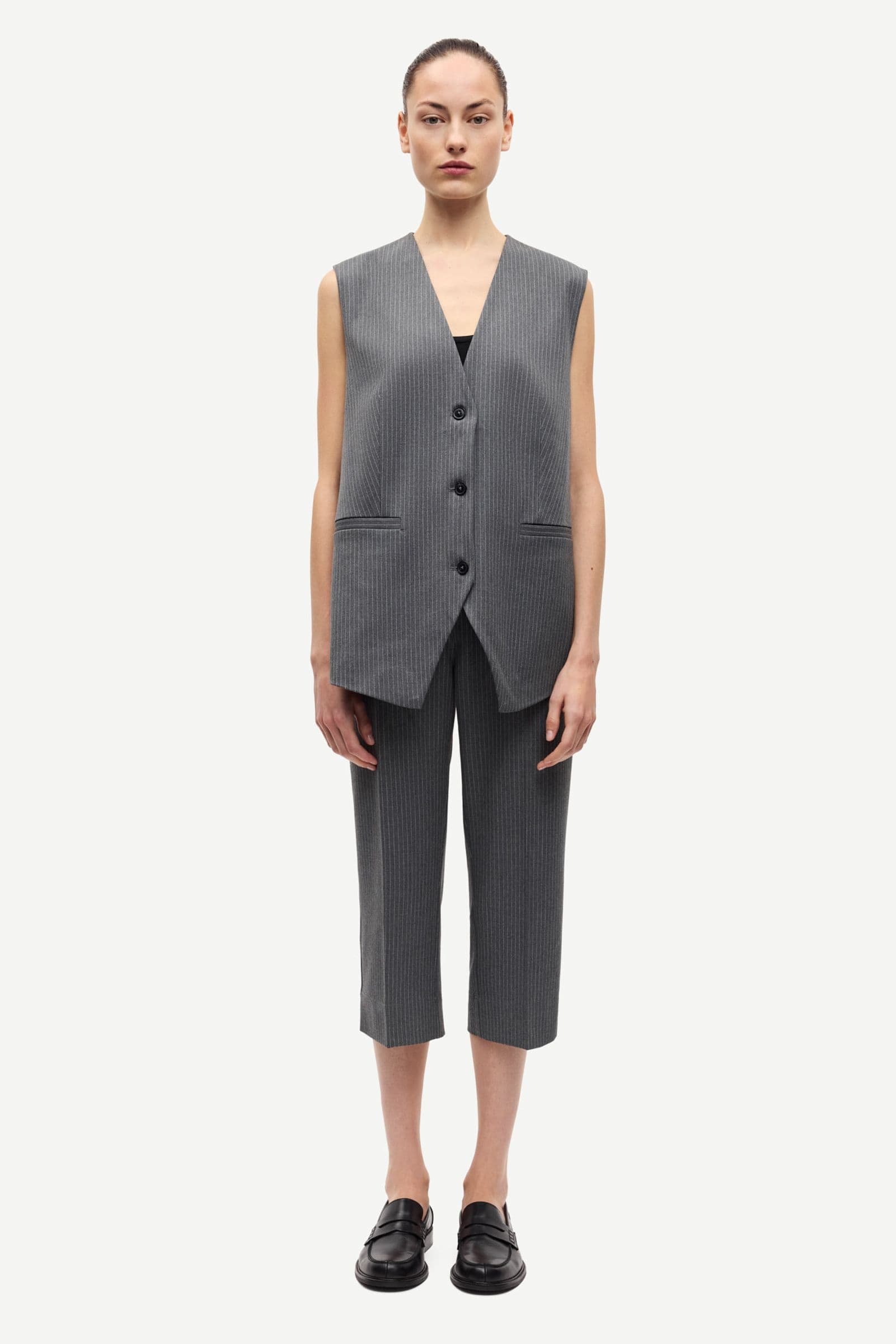 Sacorla trousers 15496 Dark Gull Gray Pinstripe