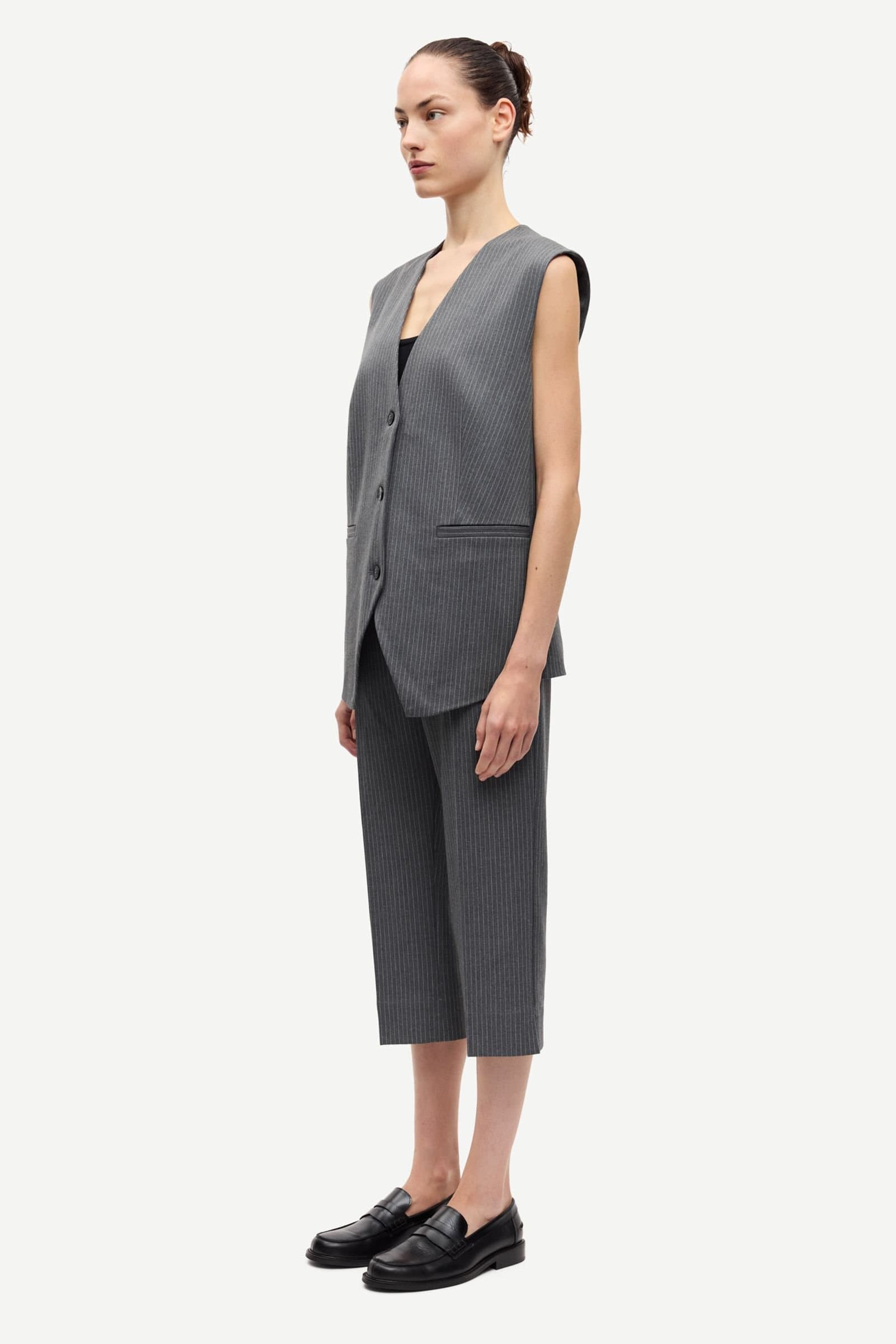 Sacorla trousers 15496 Dark Gull Gray Pinstripe
