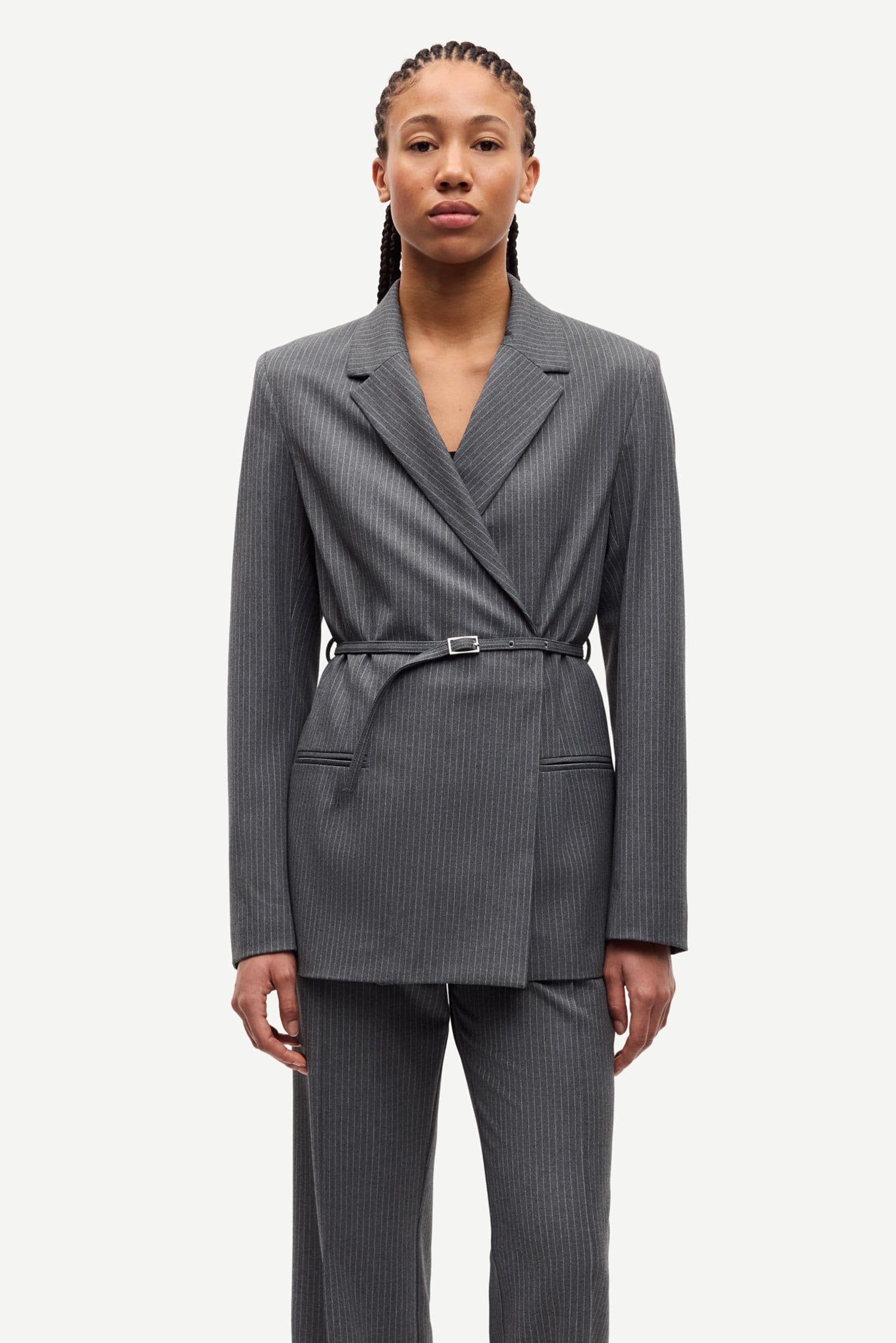 Salot blazer belt 15496 Dark Gull Gray Pinstripe