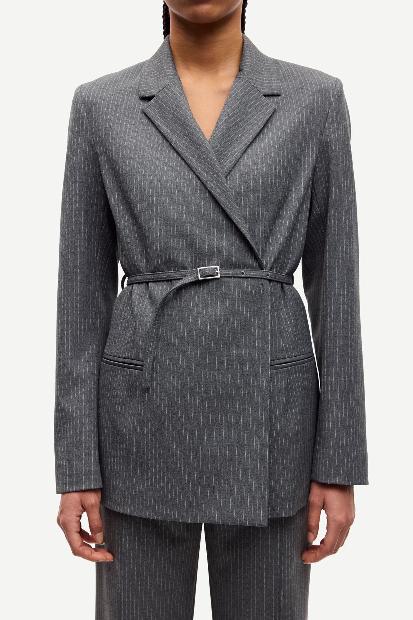 Salot blazer belt 15496 Dark Gull Gray Pinstripe