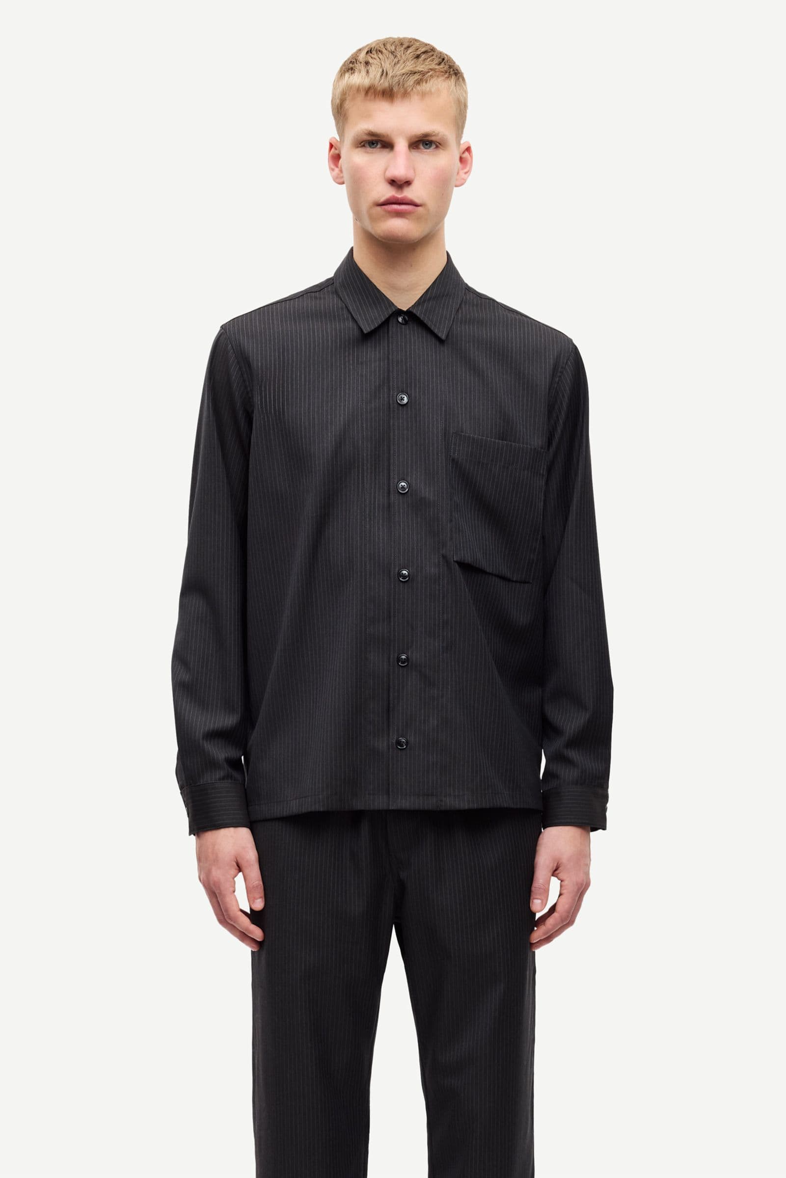 Sadamon GO overshirt 15715 Turkish coffee pinstripe