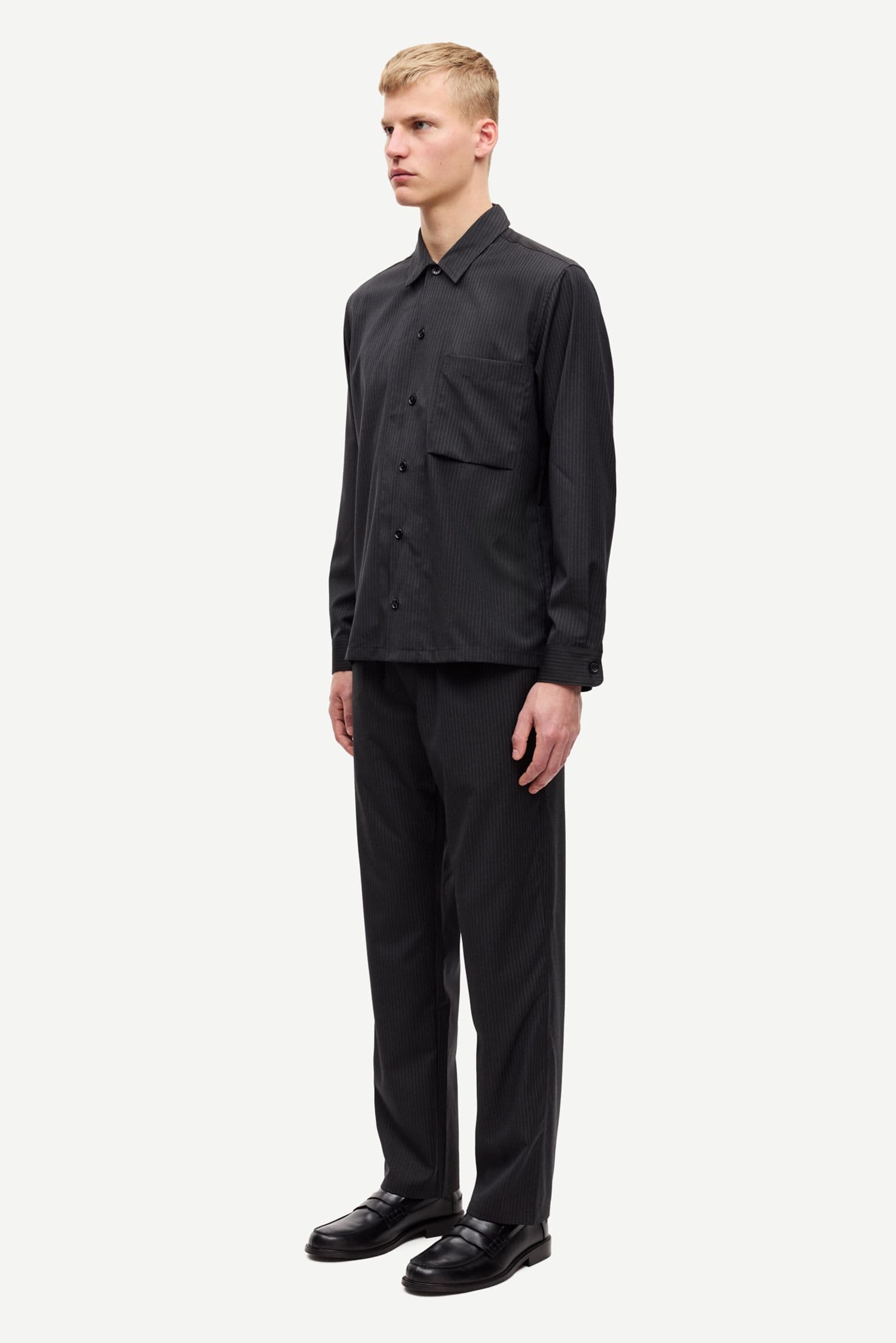 Sadamon GO overshirt 15715 Turkish coffee pinstripe