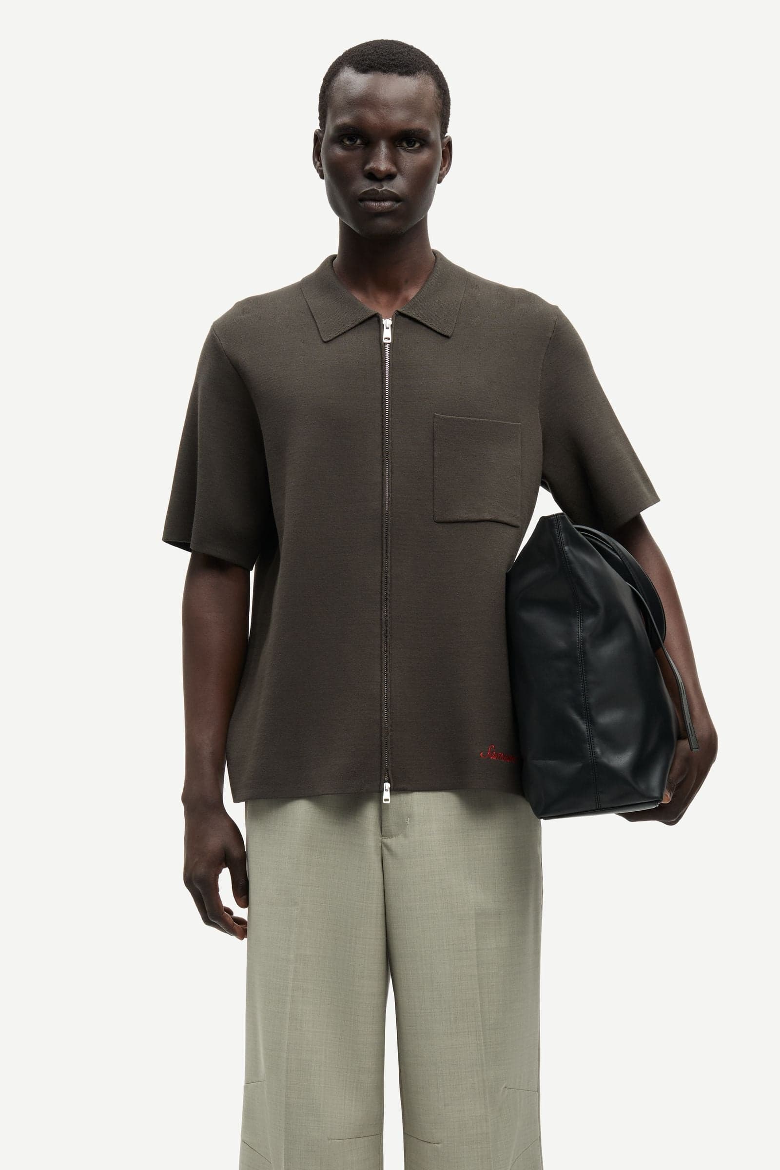 Sarico zip shirt ss 15825 Black Olive