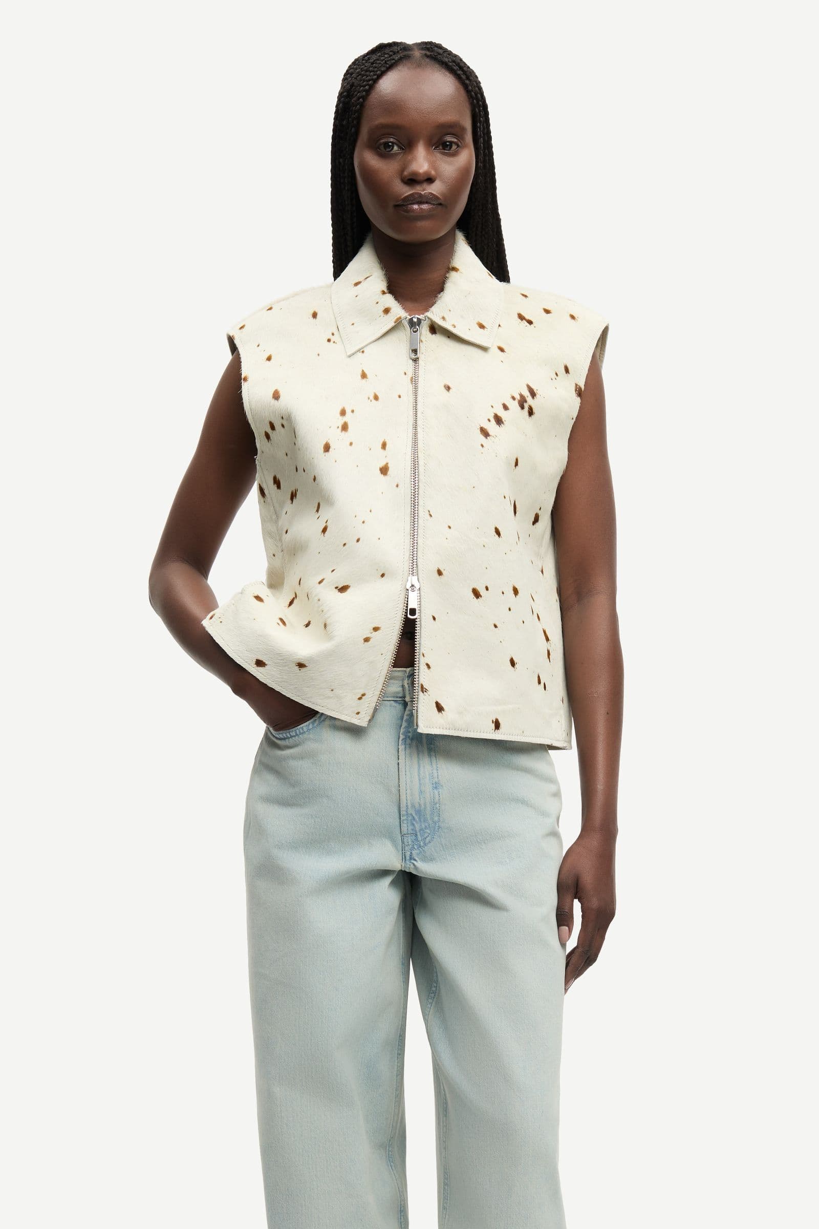 Salylo leather vest 15374 Stray Dott