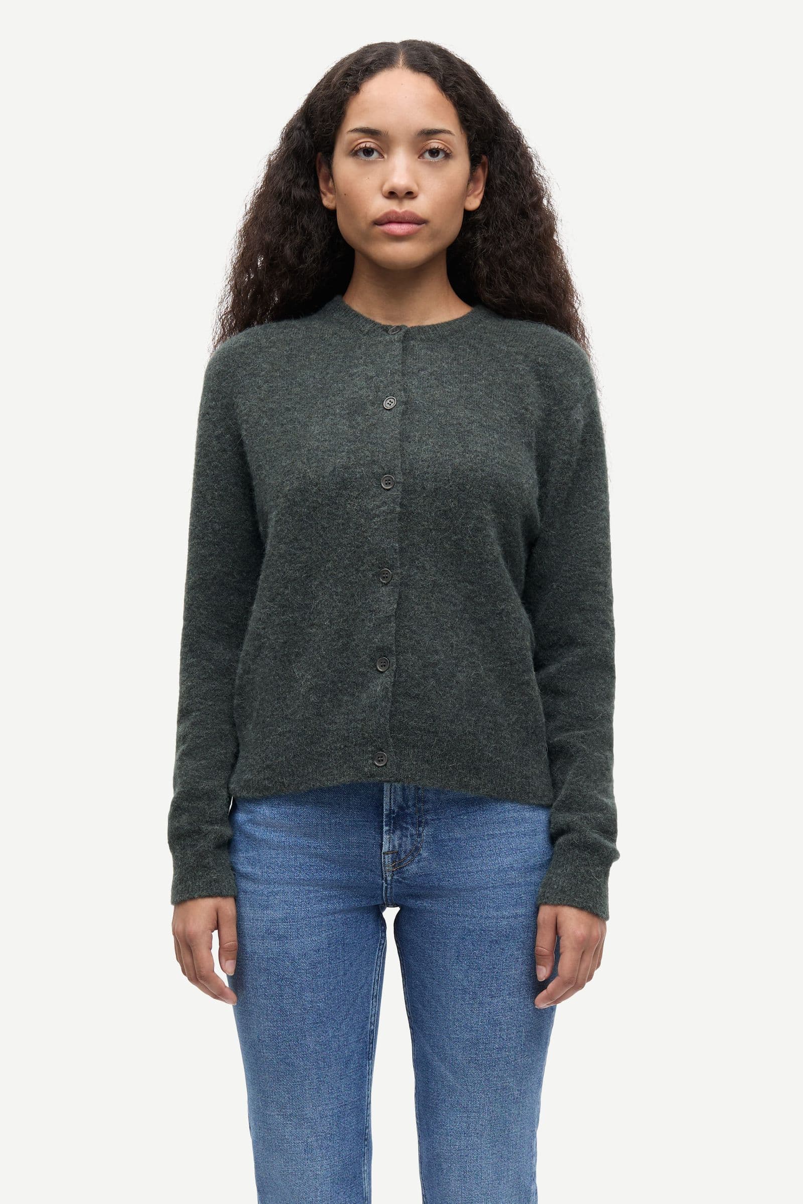 Nor short cardigan 7355 Dark Evergreen Mel.