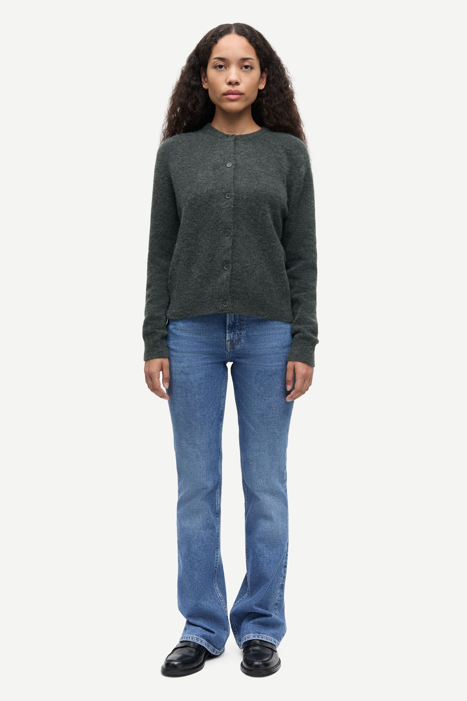 Nor short cardigan 7355 Dark Evergreen Mel.