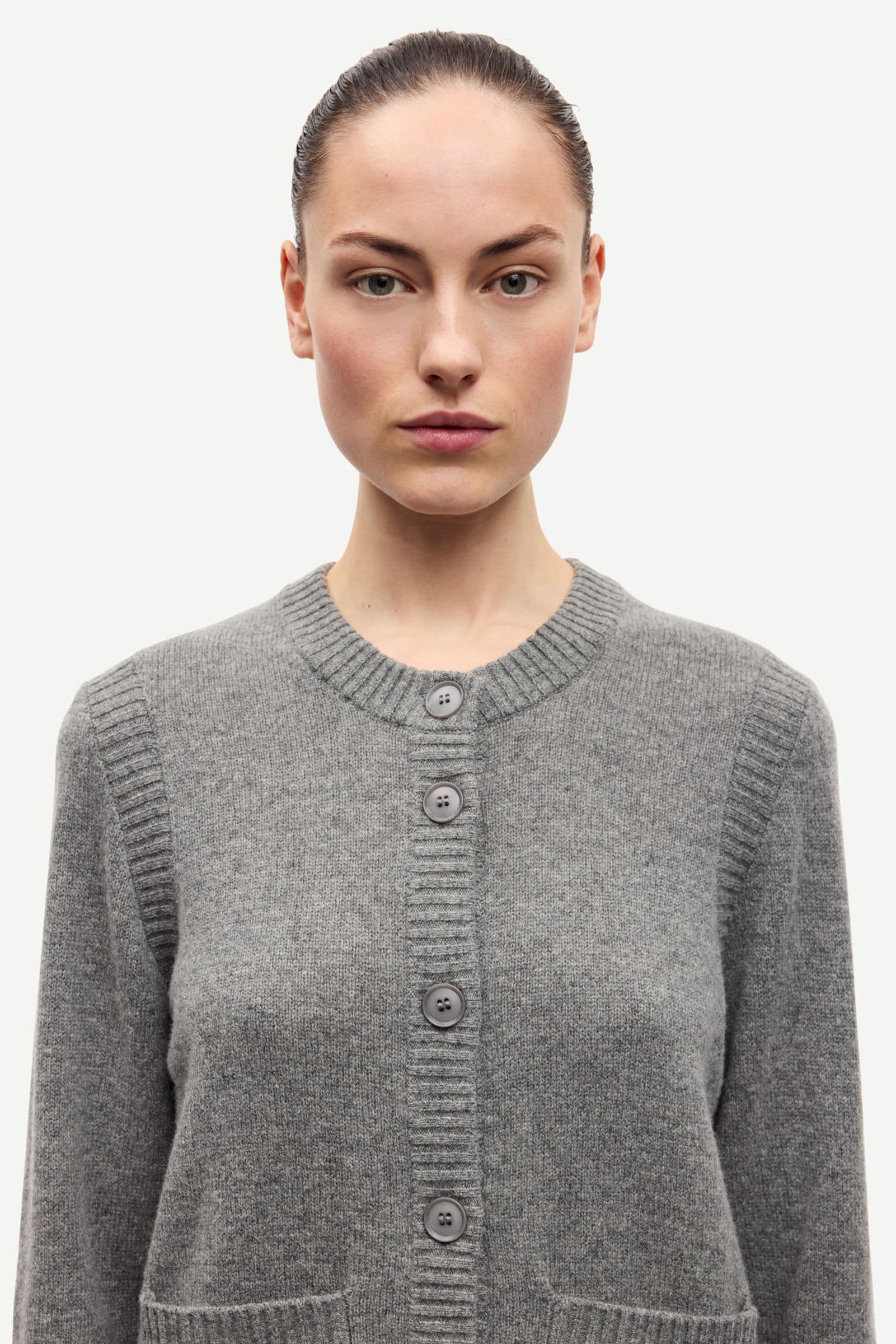 Saelif short cardigan 15010 Dark Grey Mel.