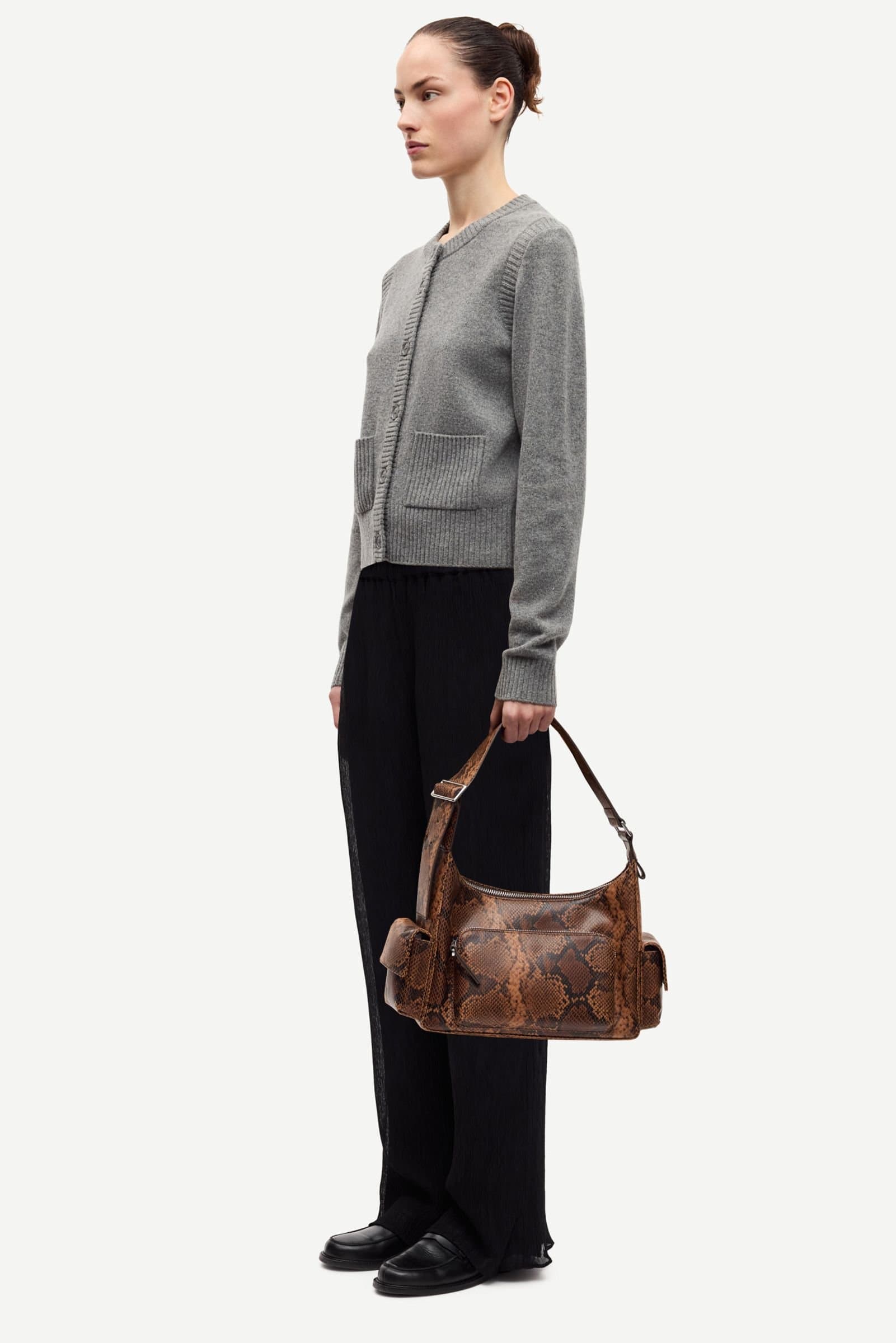 Saelif short cardigan 15010 Dark Grey Mel.